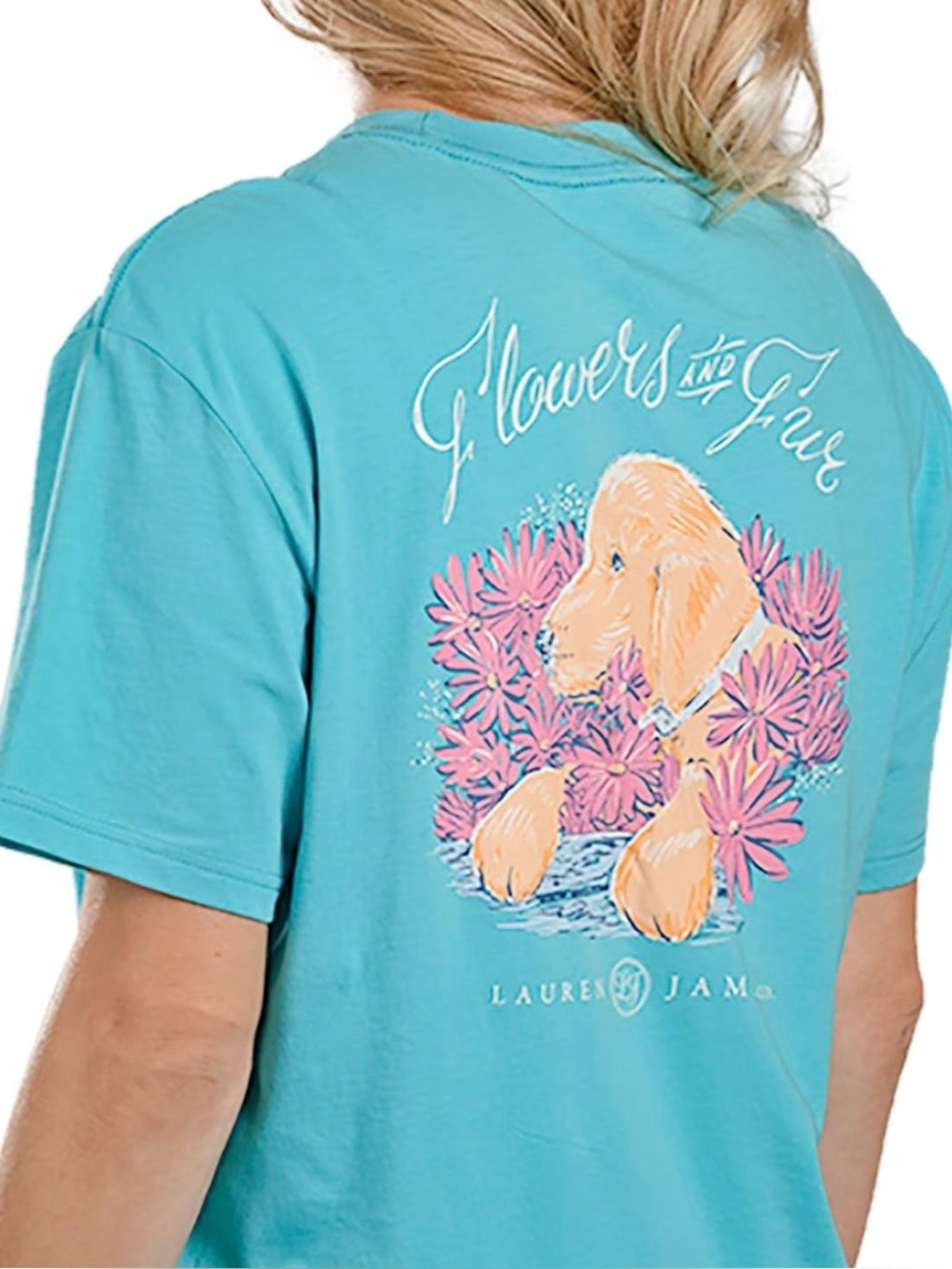 Lauren James “Flowers and Fur” Pocket Tee- Women’s Large